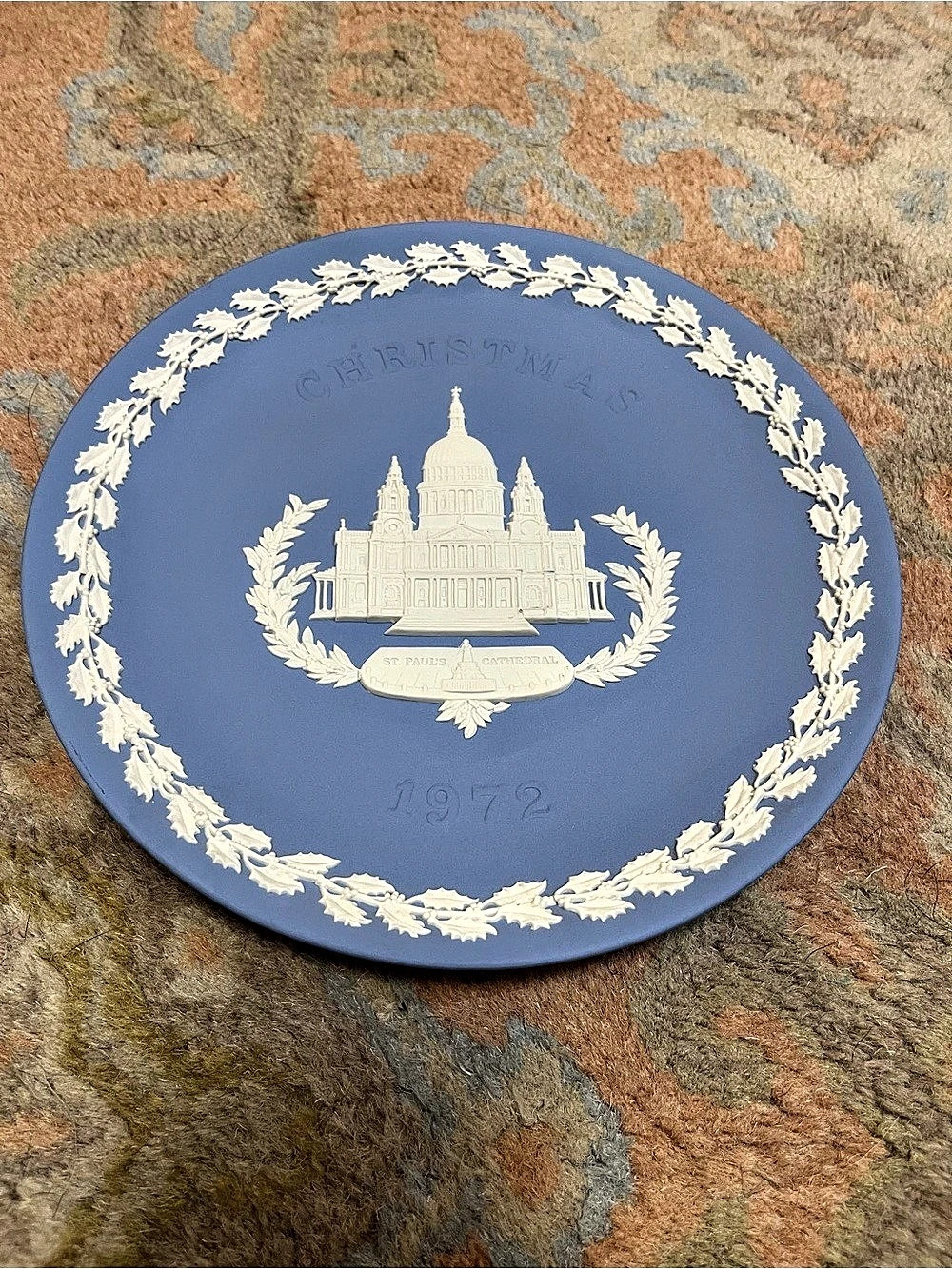 Wedgwood Christmas 1972 Plaque Plate Blue Ceramic
